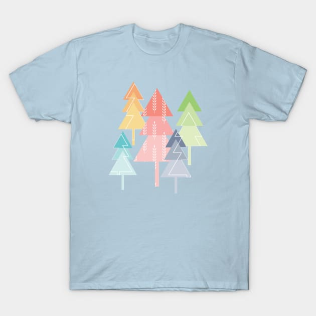 Pine Trees Forest Scandinavian Pastel T-Shirt by Lisa